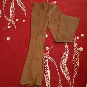 SPANX RICH CARAMEL FAUX SUEDE FLARE PULL ON PANTS BRAND NEW WITH TAGS SIZE S/P